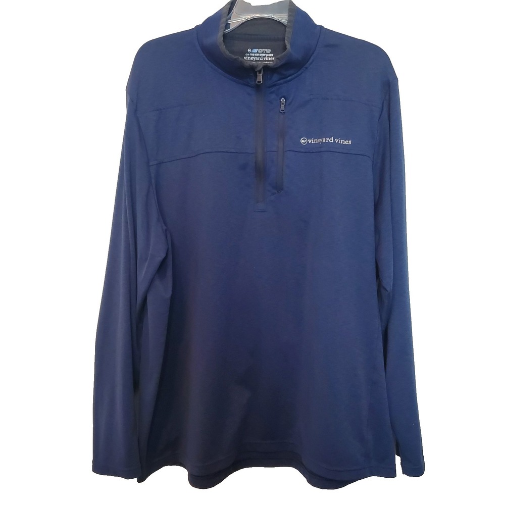 Vineyard Vines OTG On-The-Go Shep Shirt Mens XL Navy Blue Quarter Zip Pullover